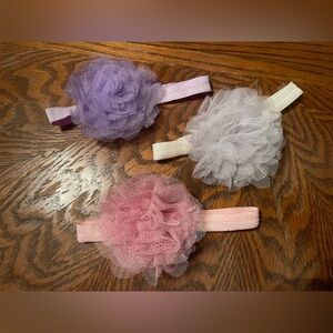 Baby Girl Floral Headband Set of 3- Purple, White, and Pink